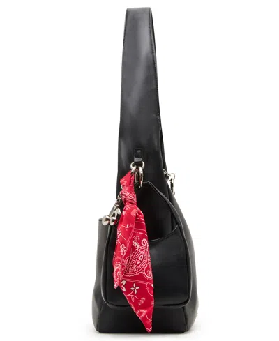 Madden Girl Medium Leather Hobo Bag In Black