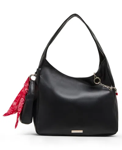 Madden Girl Medium Leather Hobo Bag In Black