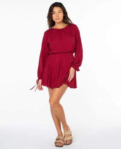 Roxy Women's Sun Seeker Round Neck Dress In Burgundy
