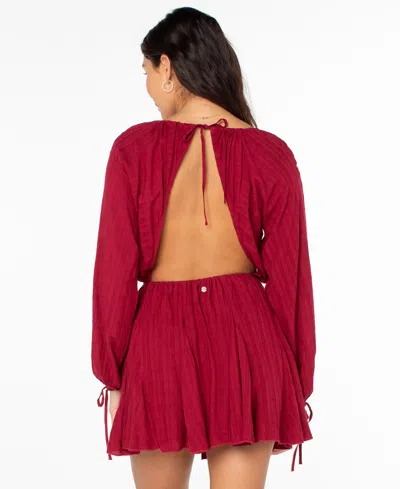 Roxy Women's Sun Seeker Round Neck Dress In Burgundy