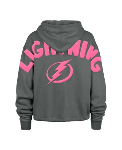 47 Brand Women's Gray Chicago Blackhawks Bright Side Venice Cropped Pullover Hoodie In Gray