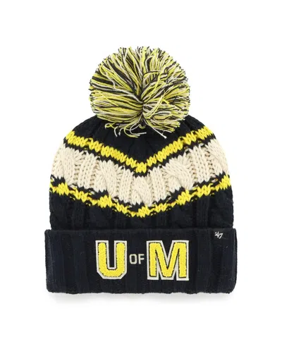 47 Brand Women's Navy Michigan Wolverines Emma Cuffed With Pom Knit Hat In Multi