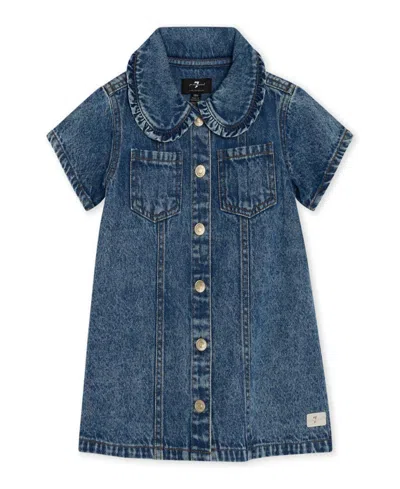 7 For All Mankind Baby Girls Denim Dress With Coordinating Bloomers In Blue