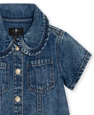 7 For All Mankind Baby Girls Denim Dress With Coordinating Bloomers In Blue