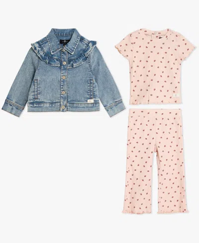 7 For All Mankind Baby Girls 3-piece Jacket, T-shirt And Pants Set In Multi