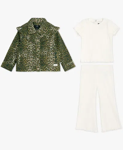 7 For All Mankind Baby Girls 3-piece Jacket, T-shirt And Pants Set In Green