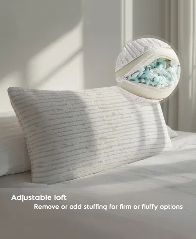 Nestl Adjustable Support Shredded Memory Foam Pillow, King In White
