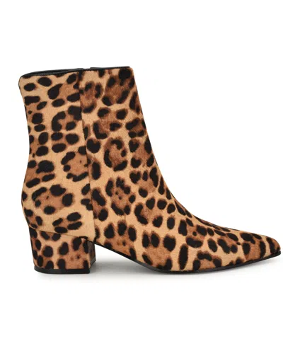 Nine West Women's Maribu Pointy Toe High Ankle Booties In Animal Print