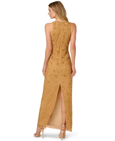 Adrianna Papell Women's Sleeveless Beaded Column Dress In Gold