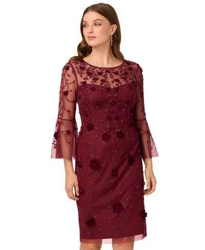 Adrianna Papell Bead Velvet Sheath Dress In Brown