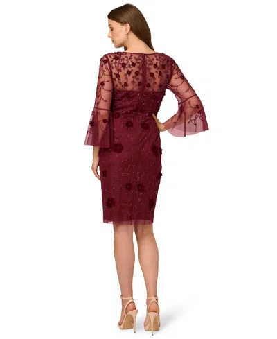 Adrianna Papell Bead Velvet Sheath Dress In Brown