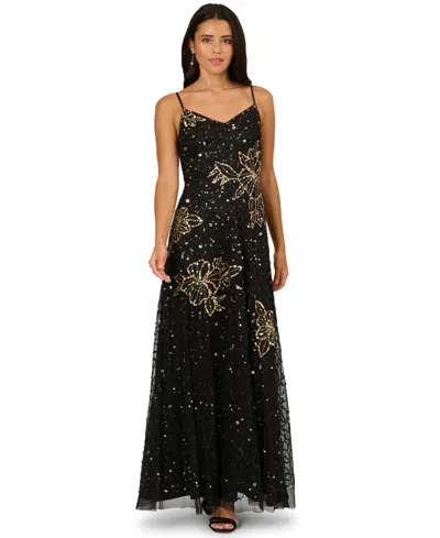 Adrianna Papell Women's Embellished Sleeveless Dress In Black
