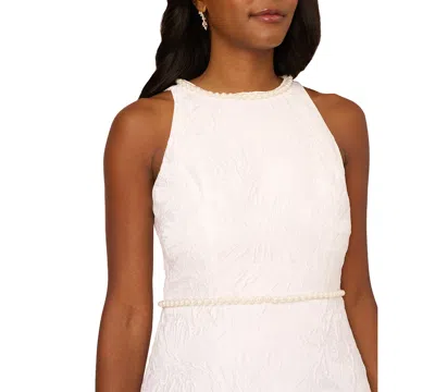 Adrianna Papell Women's Textured Crewneck Short Dress In White