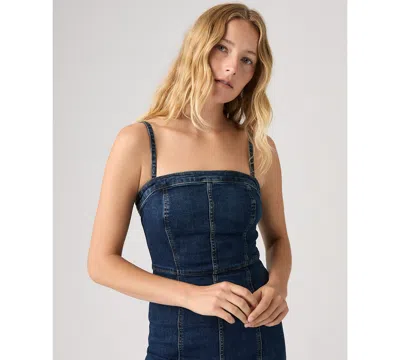 Levi's Panelled Bustier Midi Dress In Blue