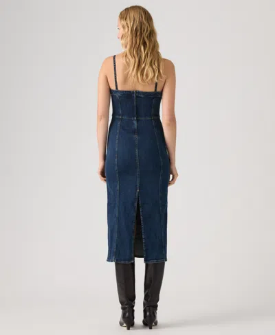 Levi's Panelled Bustier Midi Dress In Blue