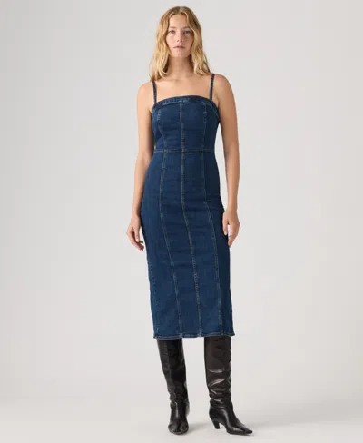 Levi's Panelled Bustier Midi Dress In Blue
