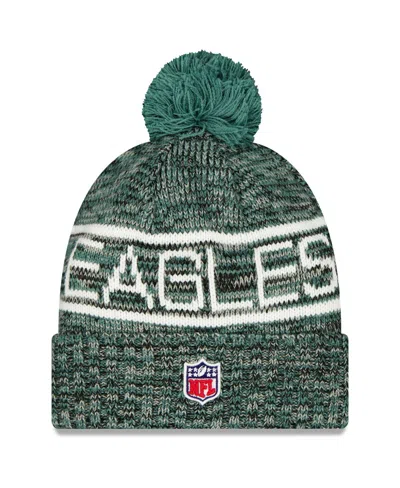 New Era Men's Midnight Green Philadelphia Eagles 2025 Sideline Cold Weather Cuffed Pom With Knit Hat In Green