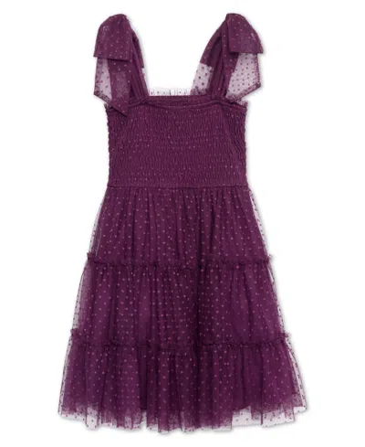 Speechless Big Girls Knee Length Smocking Bodice Dress In Purple