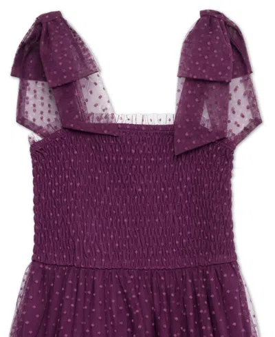Speechless Big Girls Knee Length Smocking Bodice Dress In Purple