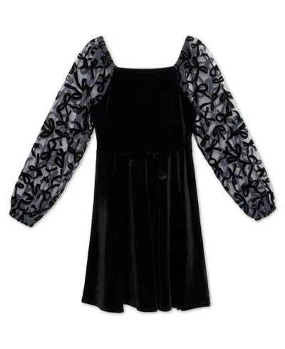 Speechless Big Girls Knee Length Long Sleeve Square Neck Dress In Black