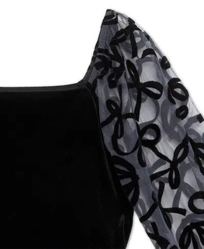 Speechless Big Girls Knee Length Long Sleeve Square Neck Dress In Black