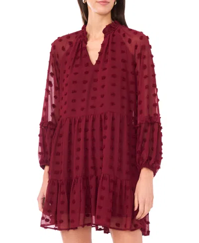 Msk Plus Size Clip Chiffon Babydoll Short Dress In Brown