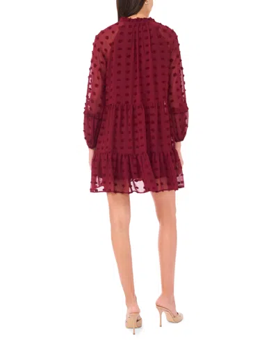 Msk Plus Size Clip Chiffon Babydoll Short Dress In Brown