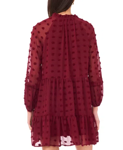 Msk Plus Size Clip Chiffon Babydoll Short Dress In Brown