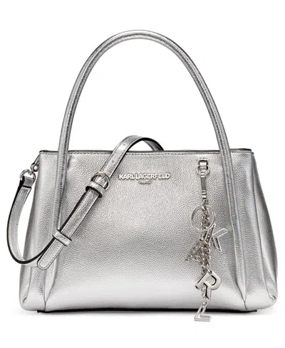 Karl Lagerfeld Mercerie Medium Shoulder Handbag In Silver