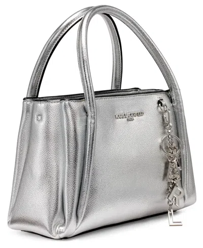 Karl Lagerfeld Mercerie Medium Shoulder Handbag In Silver