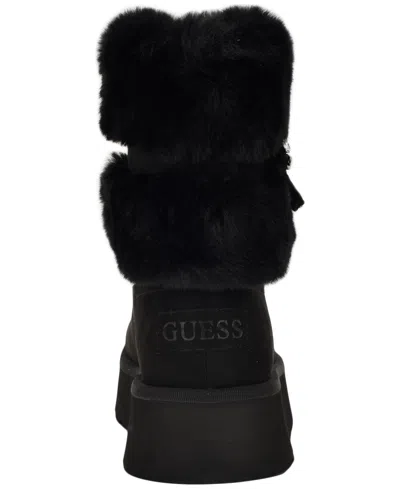 Guess Women's Dowry Rhinestone Bow Winter Boot In Black