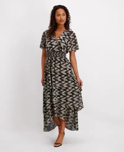 Kensie Women's V-neck Tiered Maxi Dress In Black