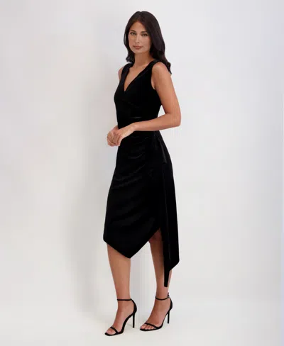 Kensie Women's Asymmetrical Hem Midi Dress In Black