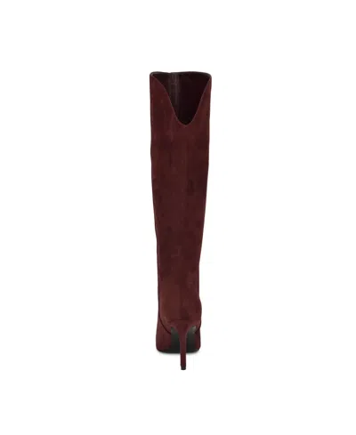 Nine West Womens Razla Tall Wide Calf Stiletto Dress Boots In Burgundy