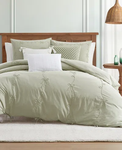 Peri Home Sasha Bows Embroidered 2-pc. Comforter Set, Twin In Green
