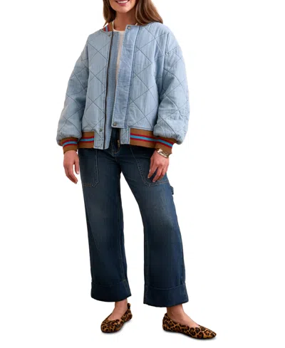 Tribal Quilted Bomber Jacket In Out Of The Blue In Blue