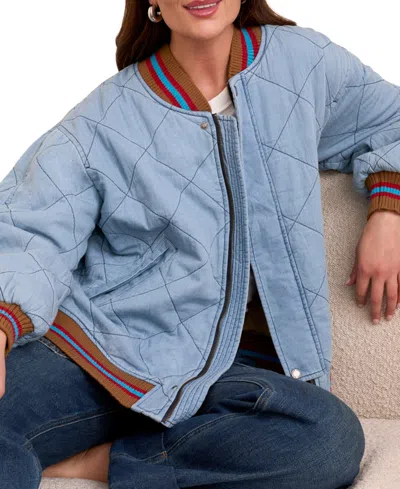 Tribal Quilted Bomber Jacket In Out Of The Blue In Blue
