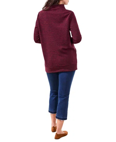 Tribal Women's Long Sleeve V Neck Top In Burgundy
