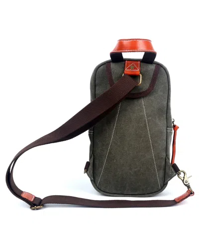 Tsd Brand Four Season Canvas Sling Bag In Green