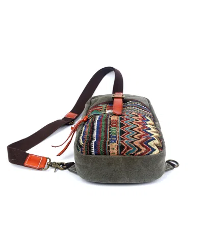 Tsd Brand Four Season Canvas Sling Bag In Green