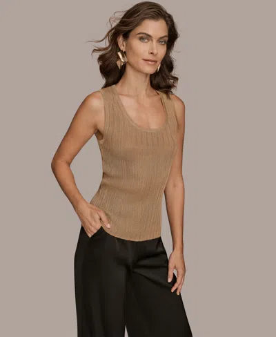 Donna Karan New York Metallic Scoop Neck Shell In Multi