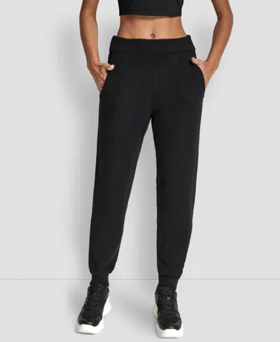 Dkny Women's Velour Mid-rise Slim Pants In Black