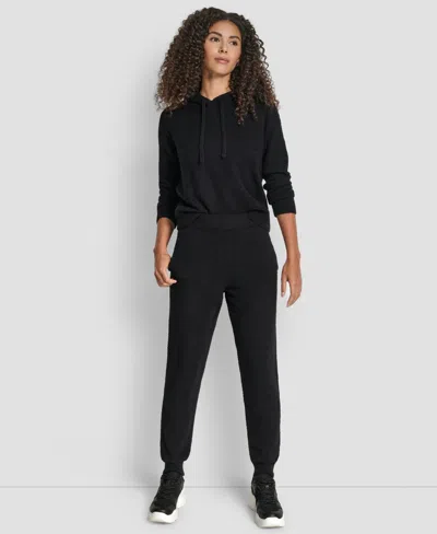 Dkny Women's Velour Mid-rise Slim Pants In Black