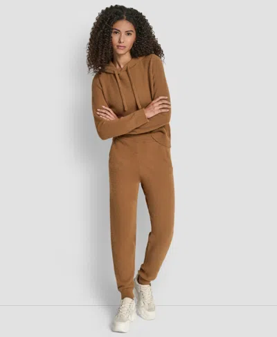 Dkny Women's Feather Yarn Tonal Jogger In Brown