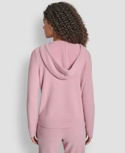 Dkny Women's Feather Yarn Hood Tonal Hoodie In Pink