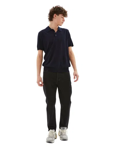 Golden Goose Men's Knitted Polo T-shirt In Blue