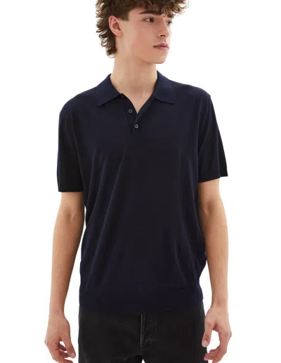 Golden Goose Men's Knitted Polo T-shirt In Blue