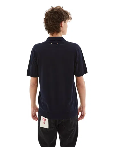 Golden Goose Men's Knitted Polo T-shirt In Blue
