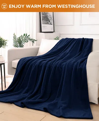 Westinghouse Heated Flannel Blanket, Twin In Blue
