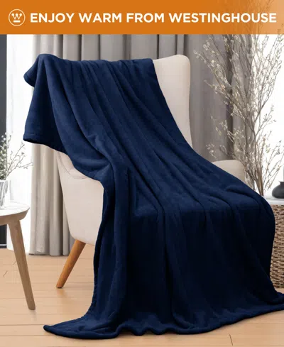Westinghouse Heated Flannel Blanket, Twin In Blue